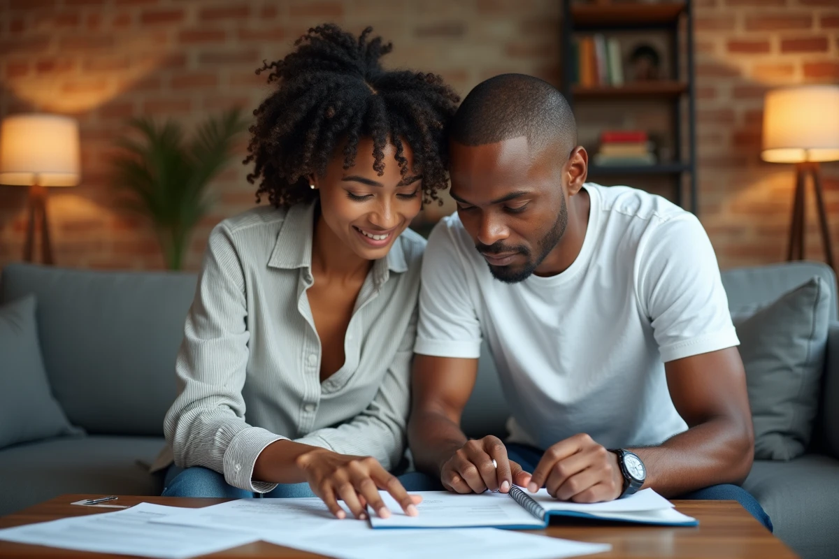 Couple examinant ensemble leurs dettes et documents financiers pour établir un plan de remboursement