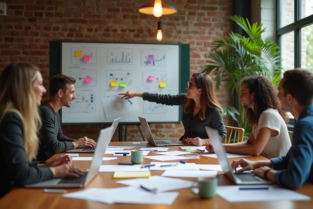 Équipe diverse collaborant autour d'une table pour renforcer un partenariat stratégique